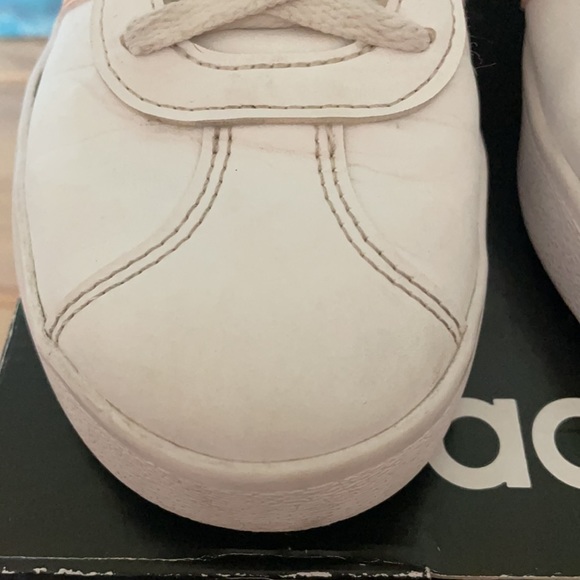 ADIDAS VL Court 2.0 K white & glo pink girls size 4 EUC - Picture 5 of 13